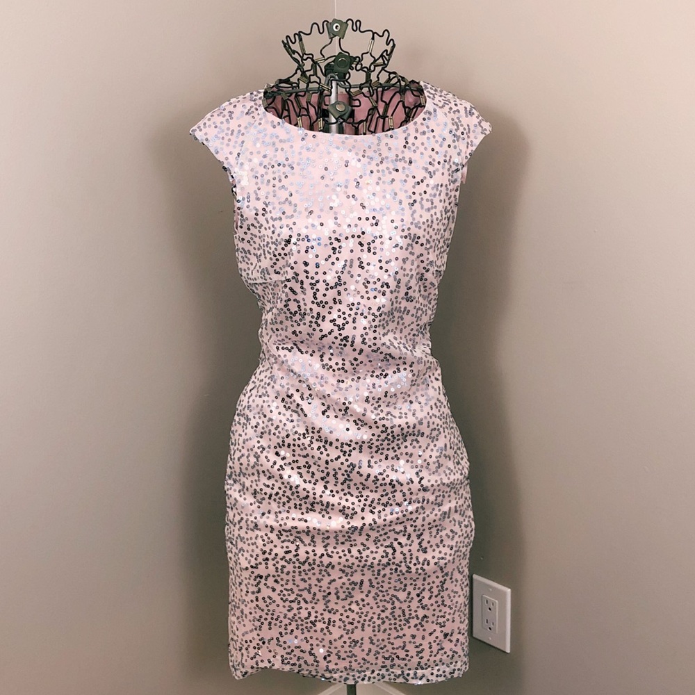 VENUS Blush Pink Sequin Mini Dress